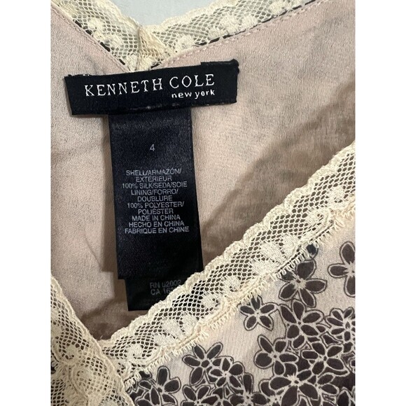 Kenneth Cole New York Women’s Size S Floral Lace Babydoll Goth  100% Silk Dress - Picture 3 of 7